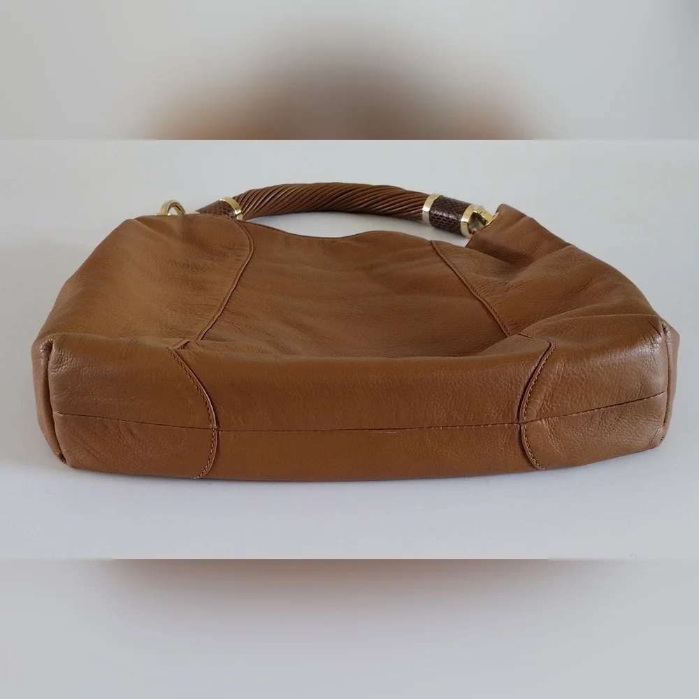 Michael Kors Collection Tonne Leather Python Accents Hobo Bag